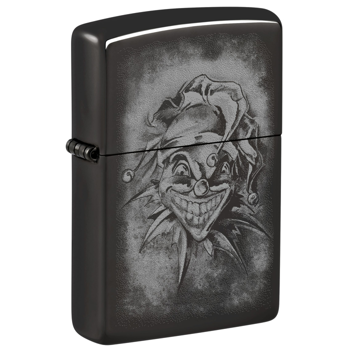 Зажигалка ZIPPO Клоун с черным глянцевым покрытием | Clown High Polish Black, латунь/сталь, черная, глянцевая, 38x13x57 мм для нанесения логотипа