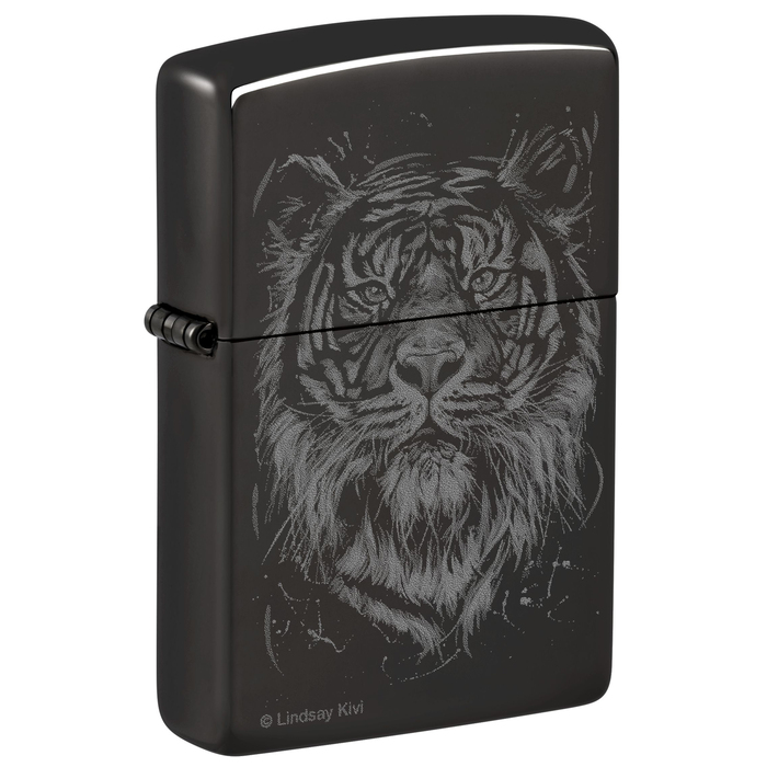 Зажигалка ZIPPO Большая кошка с черным глянцевым покрытием | Big Cat High Polish Black, латунь/сталь, черная, глянцевая, 38x13x57 мм для нанесения логотипа