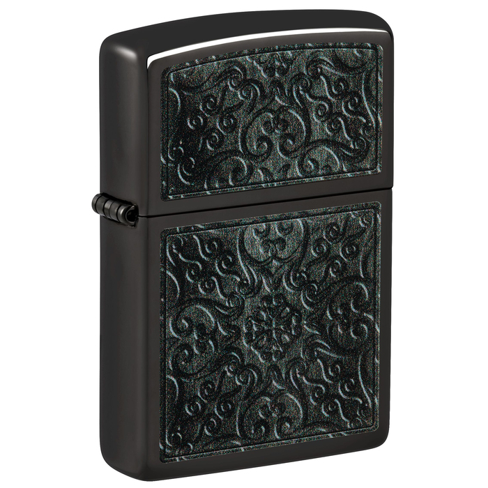 Зажигалка ZIPPO Узор с черным глянцевым покрытием | Pattern High Polish Black, латунь/сталь, черная, глянцевая, 38x13x57 мм для нанесения логотипа