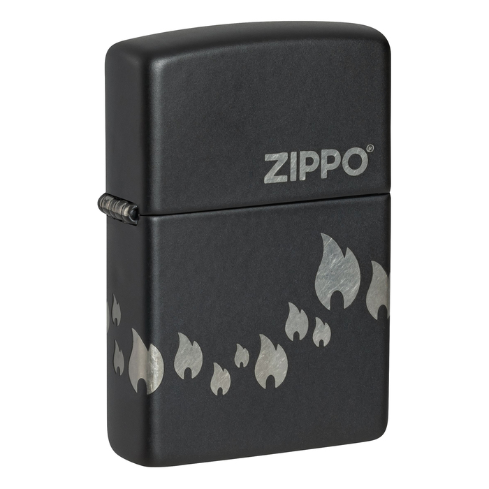 Зажигалка ZIPPO Традиционный дизайн с черным матовым покрытием | Zippo Design Black Matte, латунь/сталь, черная, матовая, 38x13x57 мм для нанесения логотипа