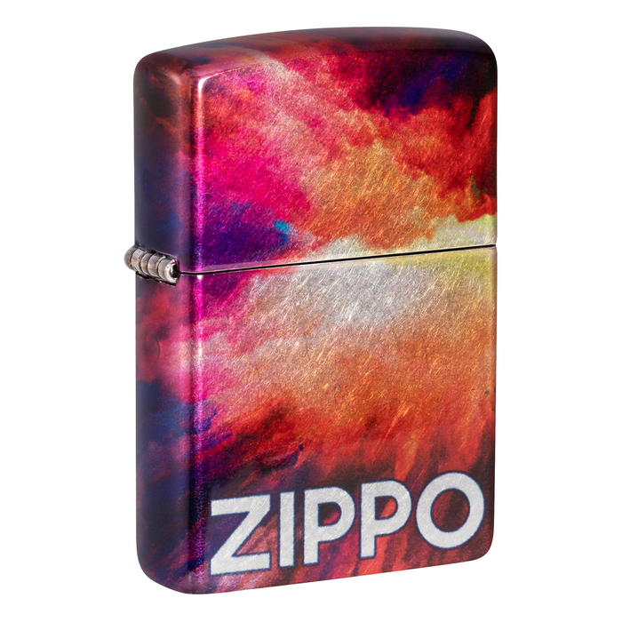 Зажигалка ZIPPO Яркие переливы с покрытием Искусственно состаренный хром на 540 | Tie Dye 540 Tumbled Chrome, латунь/сталь, разноцветная, 38x13x57 мм для нанесения логотипа