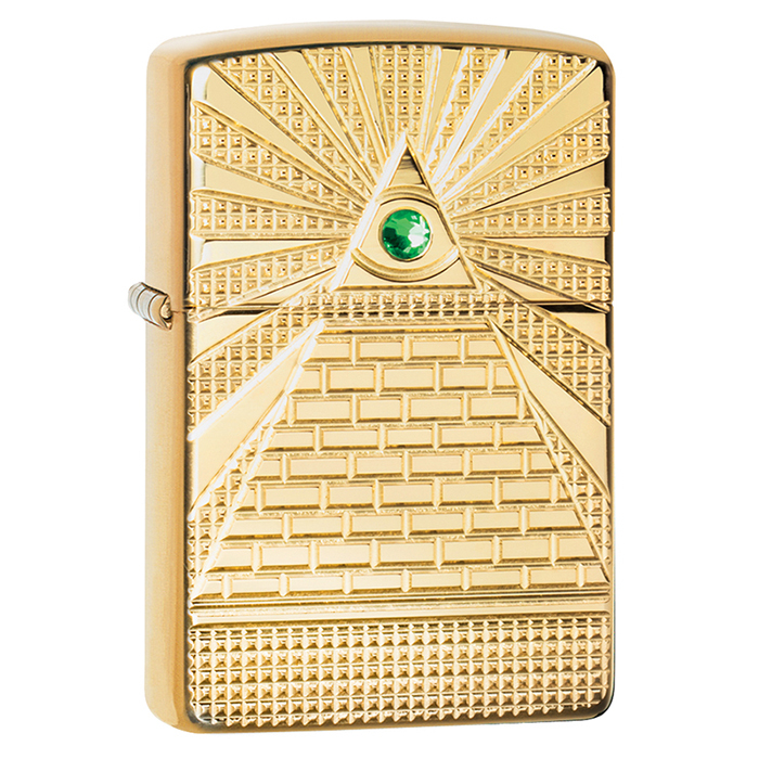 Зажигалка ZIPPO Armor™ Всевидящее око с покрытием Глянцевая латунь | Eye of Providence High Polish Brass, латунь/сталь, золотистая, 38x13x57 мм для нанесения логотипа