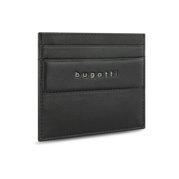 Портмоне для кредитных карт BUGATTI НОМ | NOME, с защитой данных RFID, черное, натуральная воловья кожа, 10,2х0,3х8,2 см для нанесения логотипа