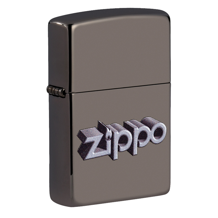 Зажигалка ZIPPO Фирменный дизайн с покрытием черный лед | Zippo Design Black Ice®, латунь/сталь, чёрная, глянцевая, 38x13x57 мм для нанесения логотипа