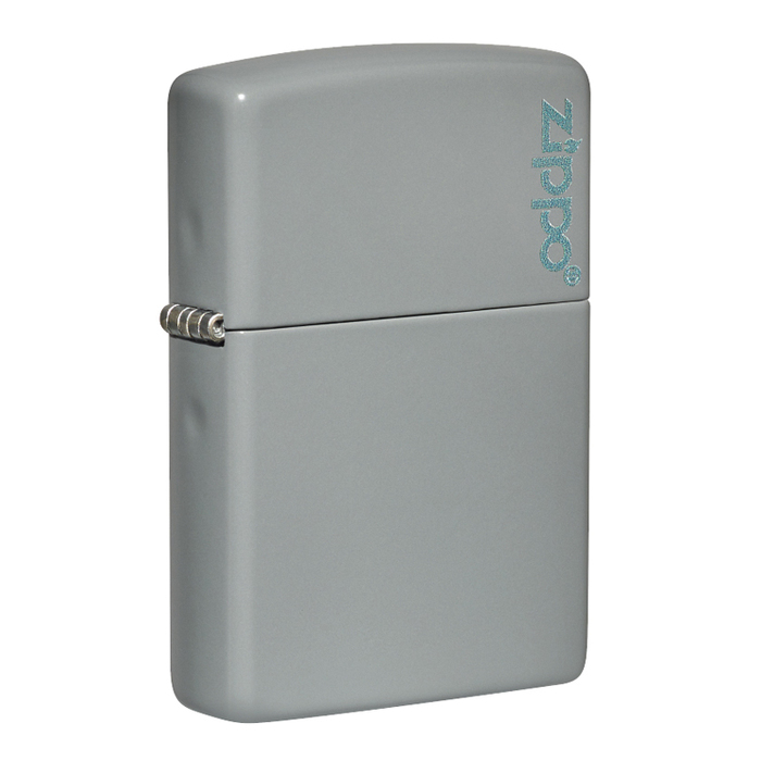 Зажигалка ZIPPO Логотип со светло-серым покрытием | Logo Flat Grey, латунь/сталь, серая, глянцевая, 38x13x57 мм для нанесения логотипа