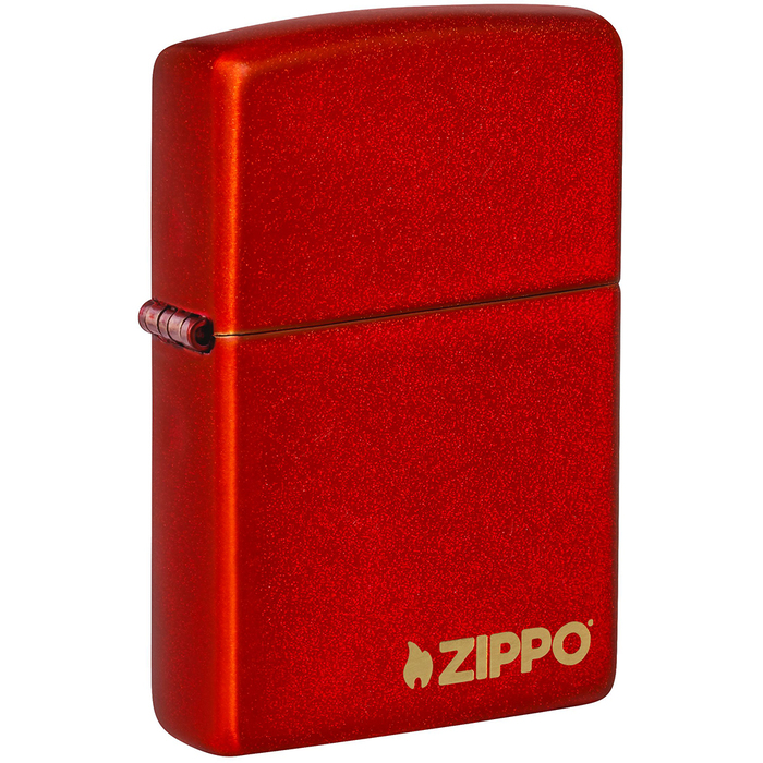 Зажигалка ZIPPO Логотип с металлизированным красным покрытием | Logo Metallic Red, латунь/сталь, красная, матовая, 38x13x57 мм для нанесения логотипа
