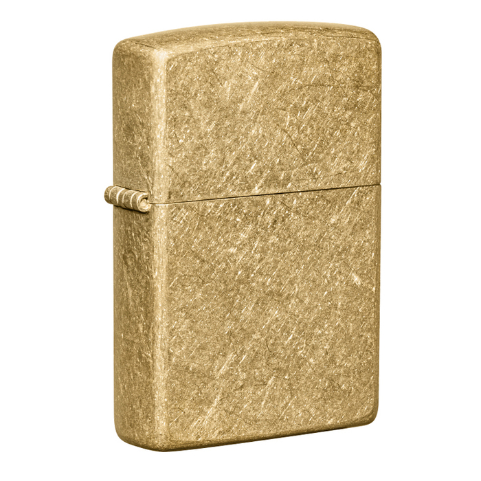 Зажигалка ZIPPO классическая с покрытием Искусственно состаренная латунь | Classic Tumbled Brass, латунь/сталь, золотистая, матовая, 38x13x57 мм для нанесения логотипа