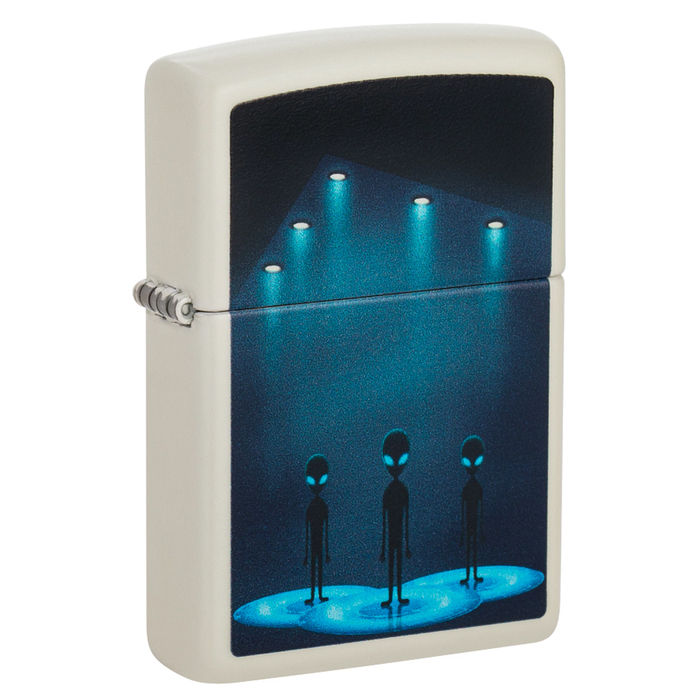 Зажигалка ZIPPO Пришельцы с покрытием, светящимся в темноте зеленым | Aliens Design Glow In The Dark Green, латунь/сталь, белая, 38x13x57 мм для нанесения логотипа