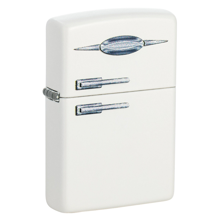 Зажигалка ZIPPO Retro Fridge Design с покрытием White Matte, латунь/сталь, серебристая, 38x13x57 мм для нанесения логотипа
