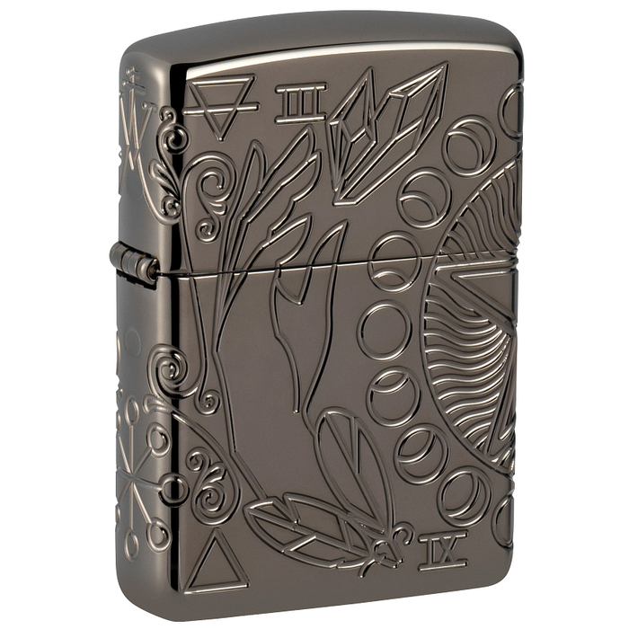 Зажигалка ZIPPO Armor® Черная магия с покрытием черный лед | Armor® Wicca Design Black Ice®, латунь/сталь, чёрная, 38x13x57 мм для нанесения логотипа