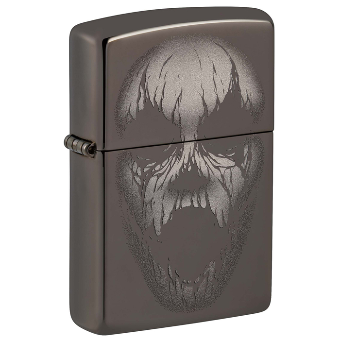 Зажигалка ZIPPO Крик монстра с покрытием черный лед | Screaming Monster Black Ice®, латунь/сталь, черная, 38x13x57 мм для нанесения логотипа