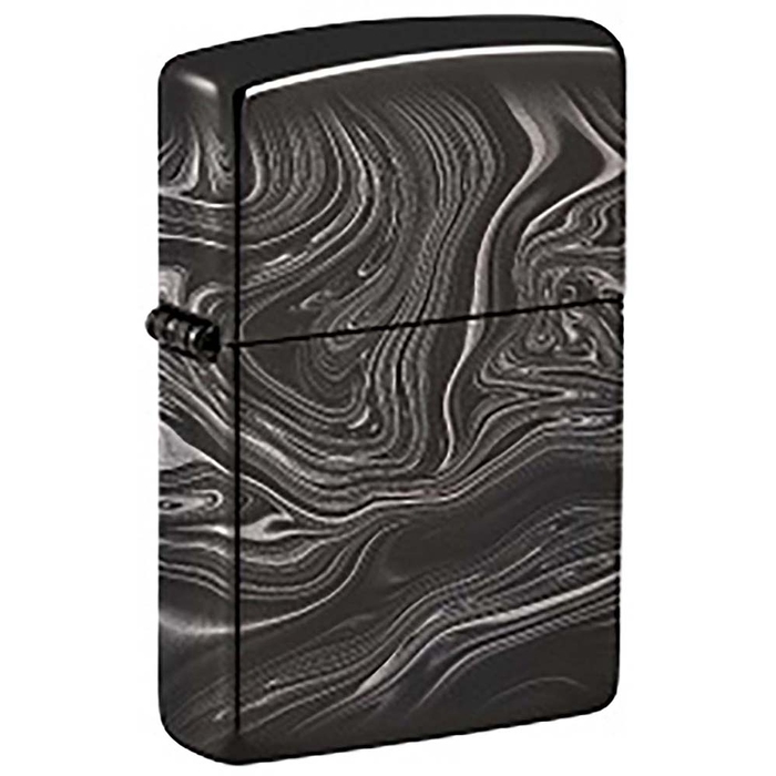 Зажигалка ZIPPO Мраморный узор с черным глянцевым покрытием | Marble Pattern High Polish Black, латунь/сталь, чёрная, 38x13x57 мм для нанесения логотипа