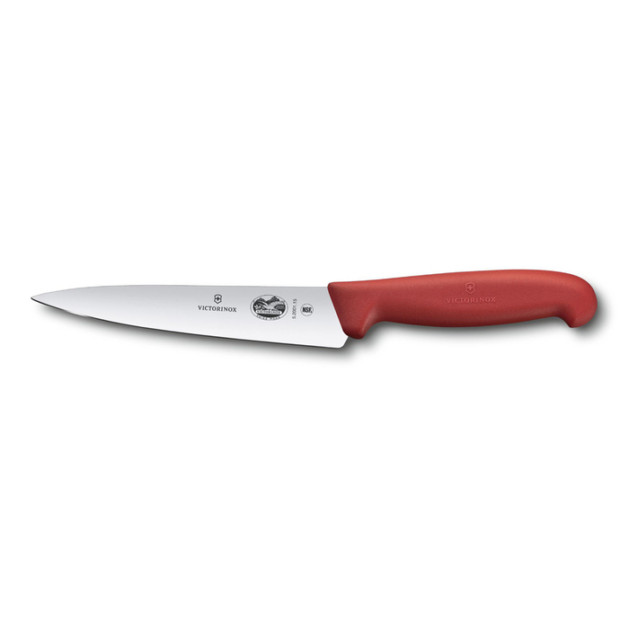 Нож разделочный VICTORINOX Fibrox, 15 см, красный для нанесения логотипа