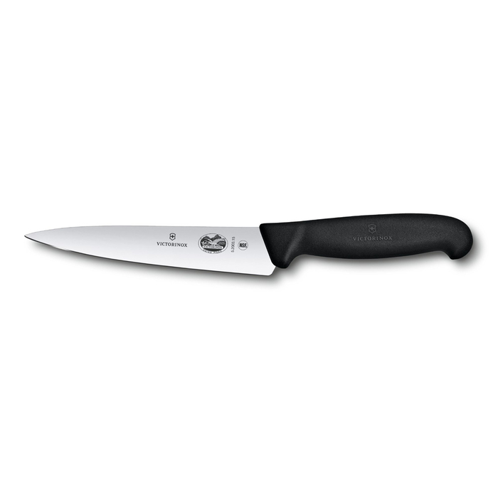 Нож разделочный VICTORINOX Fibrox, 15 см, чёрный для нанесения логотипа