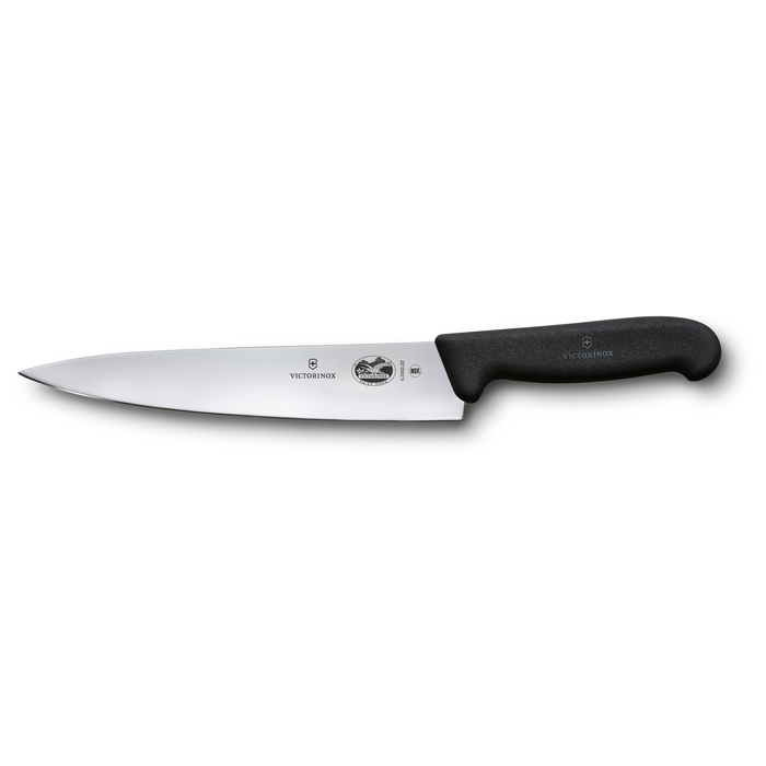 Нож разделочный VICTORINOX Fibrox с лезвием 22 см, чёрный для нанесения логотипа