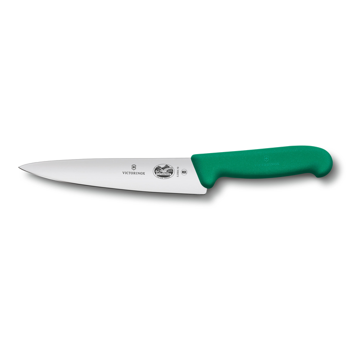Нож разделочный VICTORINOX Fibrox с лезвием 19 см, зелёный для нанесения логотипа