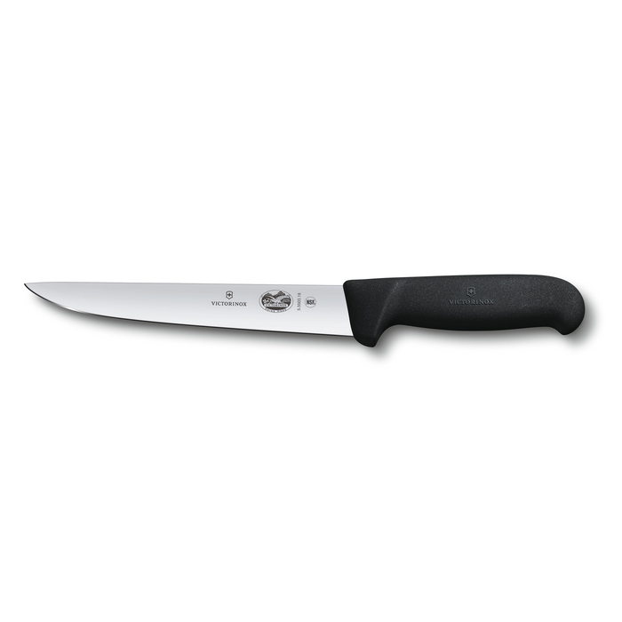 Нож обвалочный / жиловочный VICTORINOX Fibrox с прямым лезвием 18 см, чёрный для нанесения логотипа
