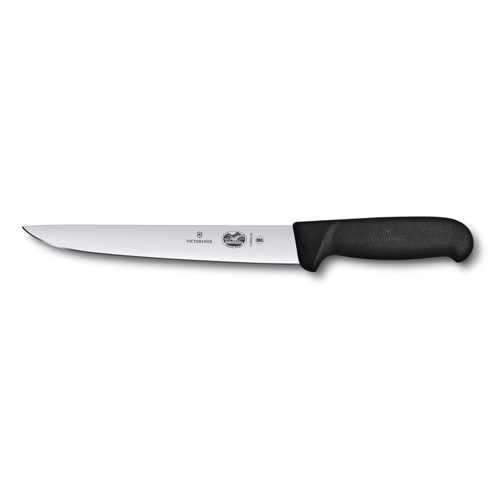 Нож обвалочный / жиловочный VICTORINOX Fibrox с прямым лезвием 20 см, чёрный для нанесения логотипа
