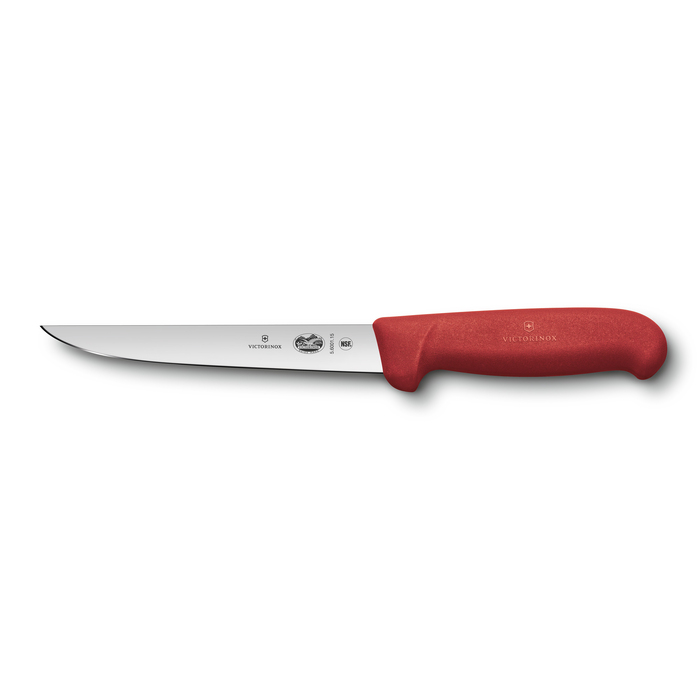 Нож обвалочный VICTORINOX Fibrox с прямым лезвием 15 см, красный для нанесения логотипа