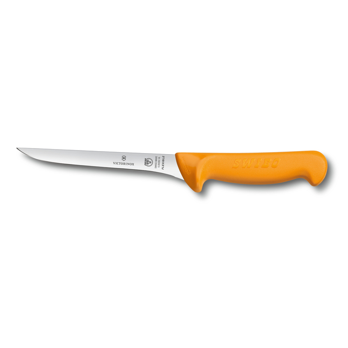 Нож обвалочный VICTORINOX Swibo с изогнутым узким гибким лезвием 16 см, жёлтый для нанесения логотипа