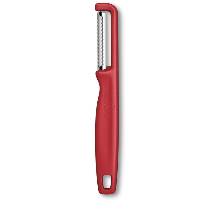 Овощечистка VICTORINOX IOTA, серрейторное лезвие из нержавеющей стали, красная для нанесения логотипа