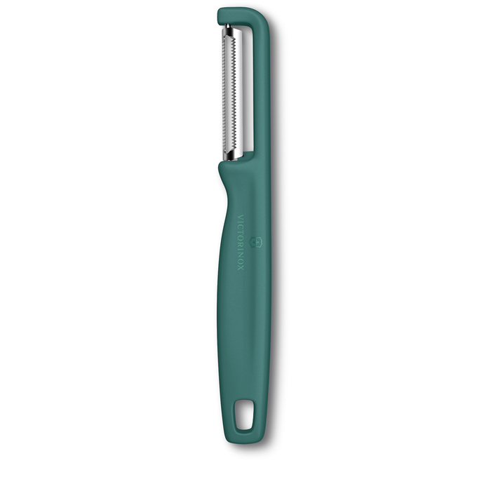 Овощечистка VICTORINOX IOTA, серрейторное лезвие из нержавеющей стали, зеленая для нанесения логотипа