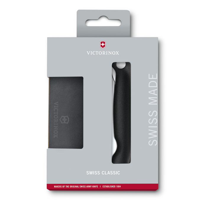 Набор VICTORINOX Swiss Classic: складной нож для овощей и разделочная доска, чёрная рукоять для нанесения логотипа