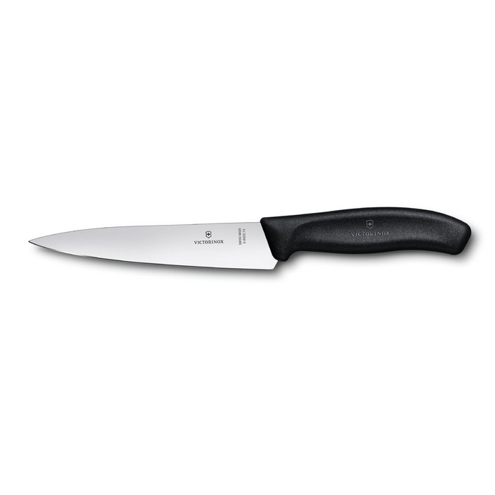 Нож разделочный VICTORINOX SwissClassic, 15 см, чёрный, в картонном блистере для нанесения логотипа