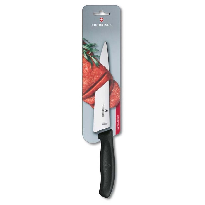 Нож разделочный VICTORINOX SwissClassic, 19 см, чёрный, в картонном блистере для нанесения логотипа