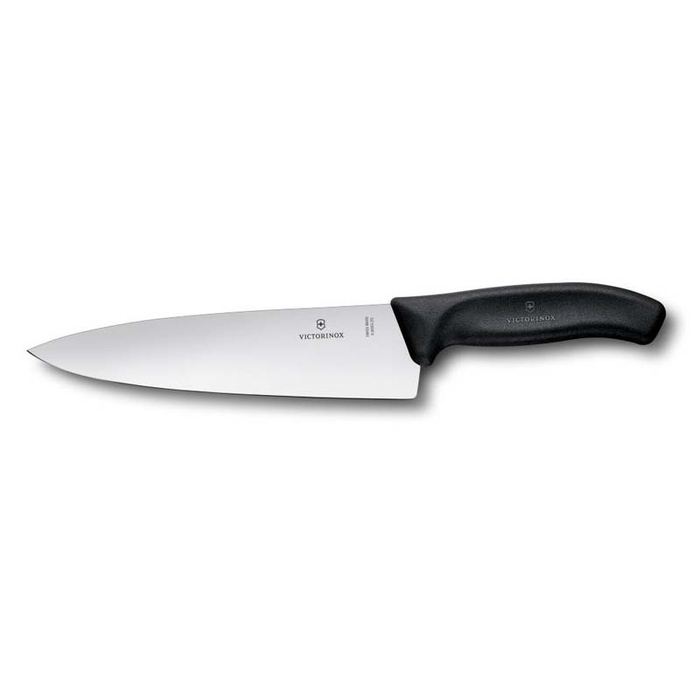 Нож разделочный VICTORINOX SwissClassic, широкое лезвие 20 см, чёрный, в картонном блистере для нанесения логотипа