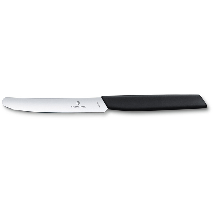 Нож столовый VICTORINOX Swiss Modern, лезвие 11 см с прямой кромкой, чёрный для нанесения логотипа
