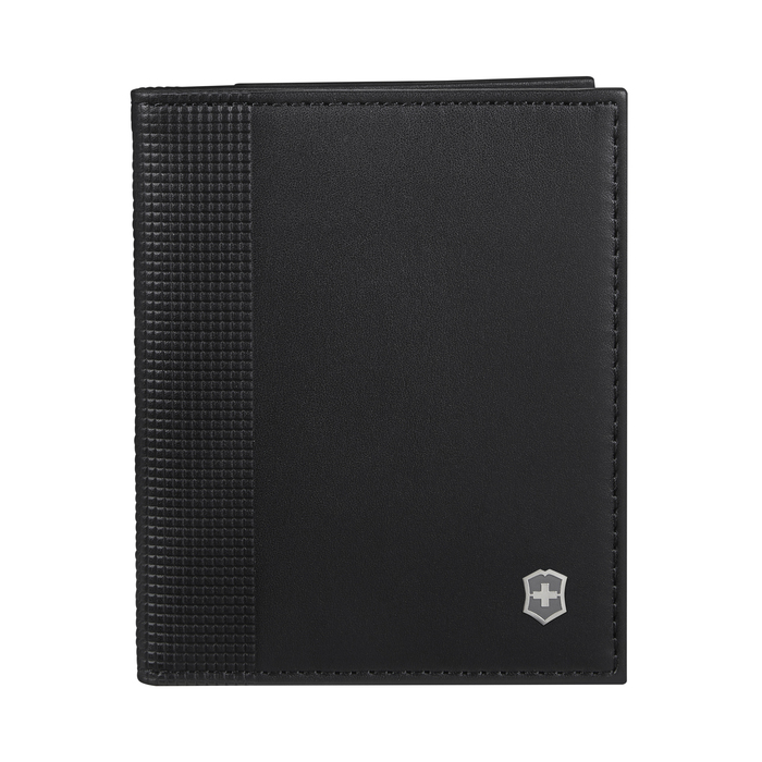 Визитница VICTORINOX Altius Alox с защитой от сканирования RFID, чёрная, натуральная кожа, 9x1x10 см для нанесения логотипа