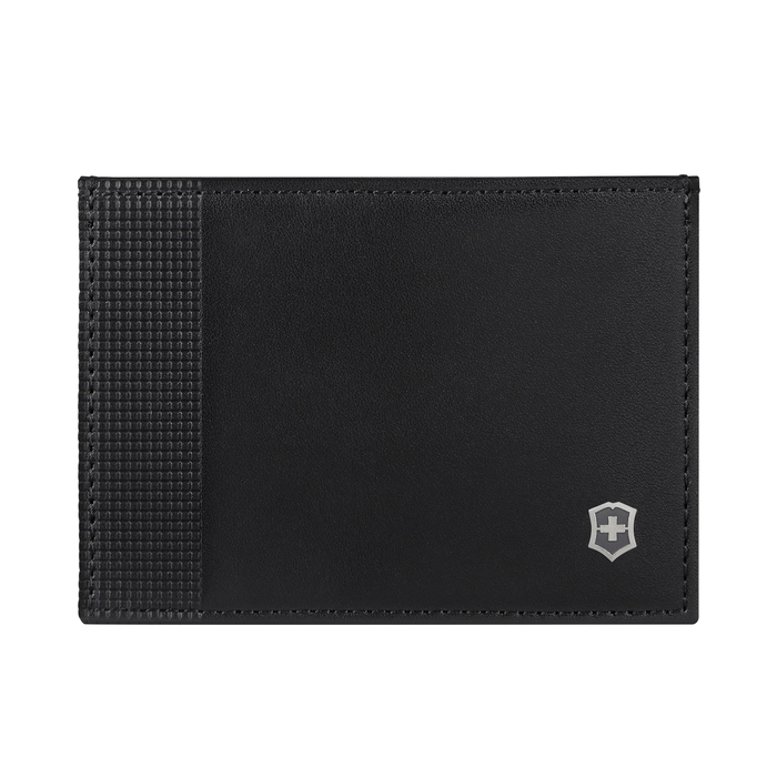 Визитница VICTORINOX Altius Alox с защитой от сканирования RFID, чёрная, натуральная кожа, 8x1x10 см для нанесения логотипа