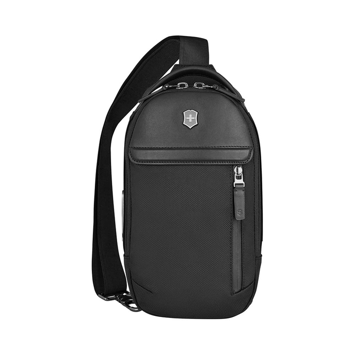 Рюкзак на одно плечо VICTORINOX Architecture Urban2 Sling Bag, черный, полиэстер/кожа, 17x8x28 см, 4 л для нанесения логотипа