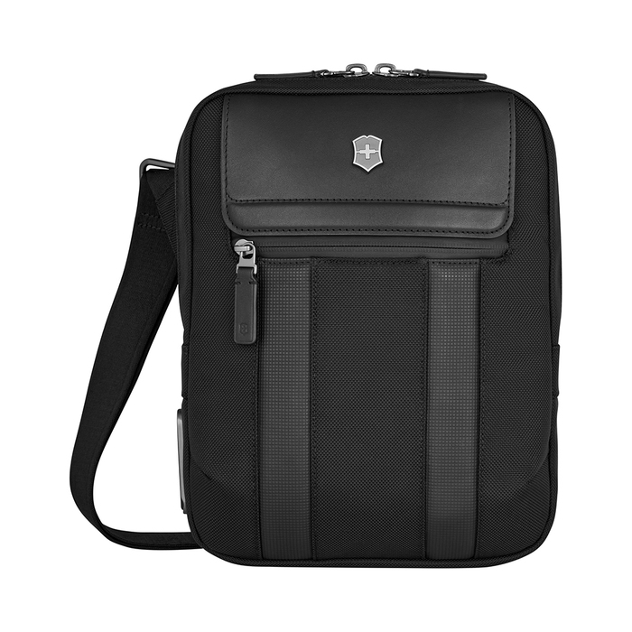 Сумка через плечо VICTORINOX Architecture Urban2 Crossbody Bag, черный, полиэстер/кожа, 22x9x28 см, 6 л для нанесения логотипа