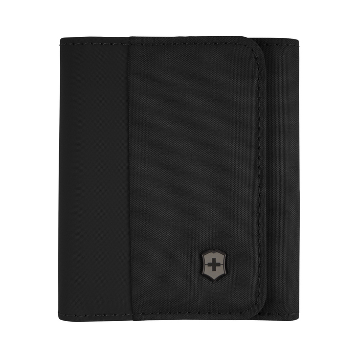 Бумажник VICTORINOX Travel Essentials Tri-Fold Wallet, чёрный, полиэстер, 9x2x10 см для нанесения логотипа
