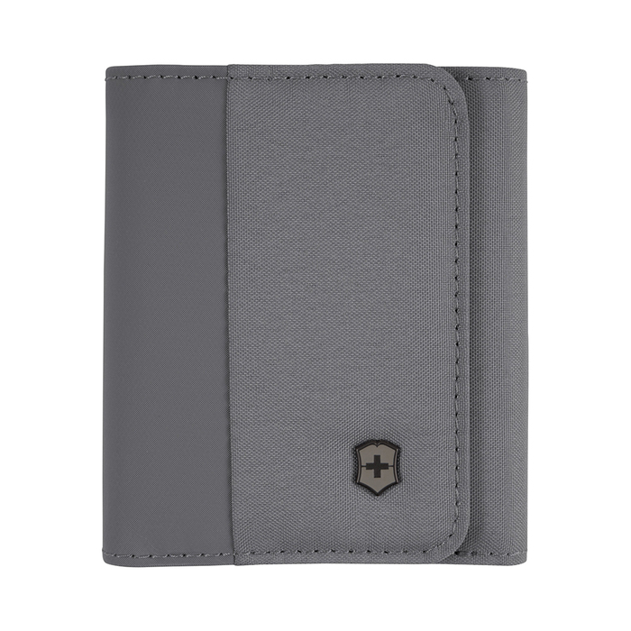 Бумажник VICTORINOX Travel Essentials Tri-Fold Wallet, серый, полиэстер, 9x2x10 см для нанесения логотипа