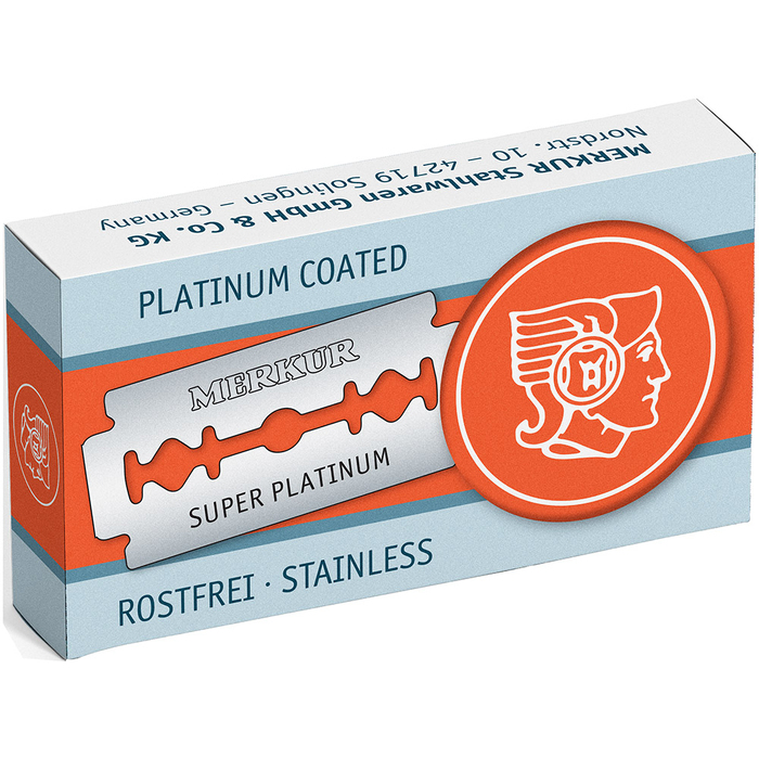 Лезвия для бритья MERKUR SUPER PLATINUM, (10 шт) в картонной коробке для нанесения логотипа
