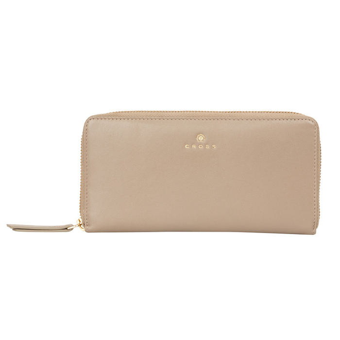 Кошелёк Cross Monaco Taupe, кожа наппа, гладкая, цвет бежевый, 19,5 x 10,2 x 2 см для нанесения логотипа