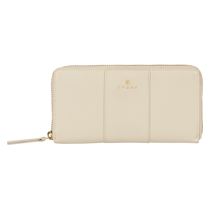 Кошелёк Cross Kelly Wall Ivory, кожа наппа, гладкая, цвет "слоновая кость", 19,5 x 10,2 x 2 см для нанесения логотипа