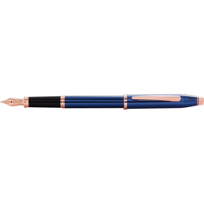 Перьевая ручка CROSS коллекция «ВЕЧНАЯ КЛАССИКА 2.0 | CENTURY CLASSIC II» Translucent Cobalt Blue Lacquer, перо F для нанесения логотипа