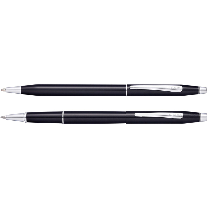 Набор Cross Classic Century Black Lacquer: шариковая ручка и ручка-роллер, цвет - черный для нанесения логотипа