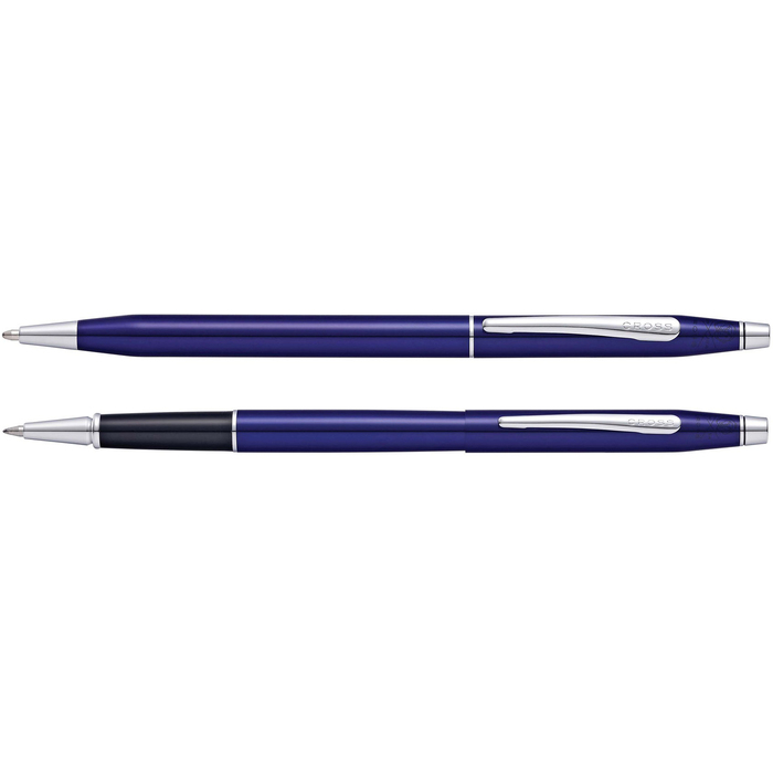 Набор Cross Classic Century Translucent Blue Lacquer: шариковая ручка и ручка-роллер, цвет - синий для нанесения логотипа