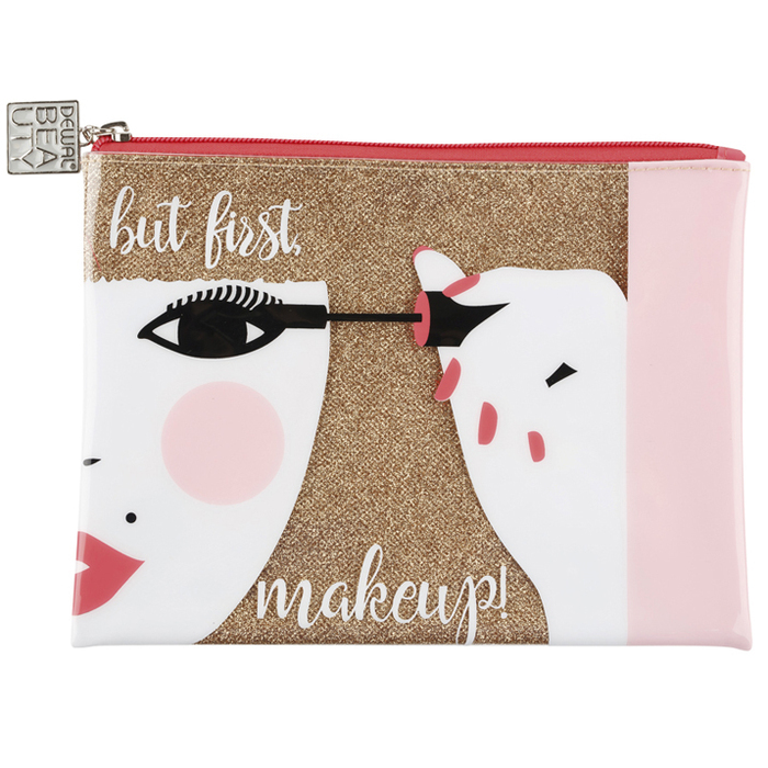 Косметичка Dewal Beauty серия "Модница", золотистая 22х16,5х1,5см для нанесения логотипа