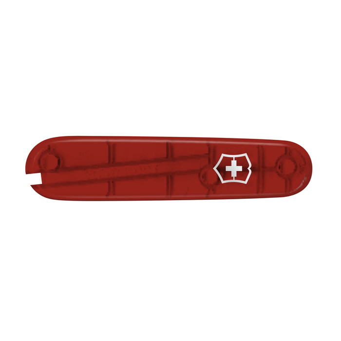 Передняя накладка для ножей VICTORINOX 84 мм, пластиковая, полупрозрачная красная для нанесения логотипа