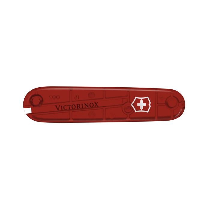 Передняя накладка для ножей VICTORINOX 91 мм, пластиковая, полупрозрачная красная для нанесения логотипа