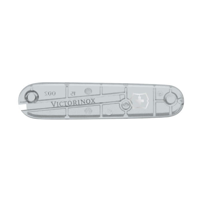 Передняя накладка для ножей VICTORINOX 91 мм, пластиковая, полупрозрачная серебристая для нанесения логотипа