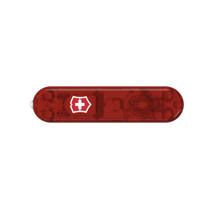 Передняя накладка для ножей VICTORINOX SwissLite 58 мм, пластиковая, полупрозрачная красная для нанесения логотипа