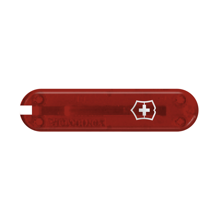 Передняя накладка для ножей VICTORINOX 58 мм, пластиковая, полупрозрачная красная для нанесения логотипа
