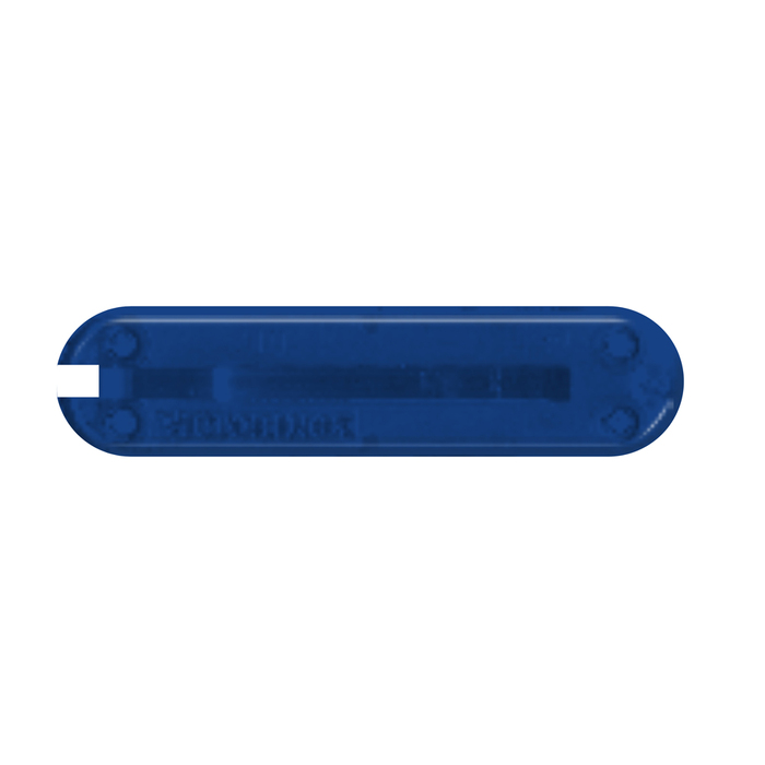 Задняя накладка для ножей VICTORINOX 58 мм, пластиковая, полупрозрачная синяя для нанесения логотипа